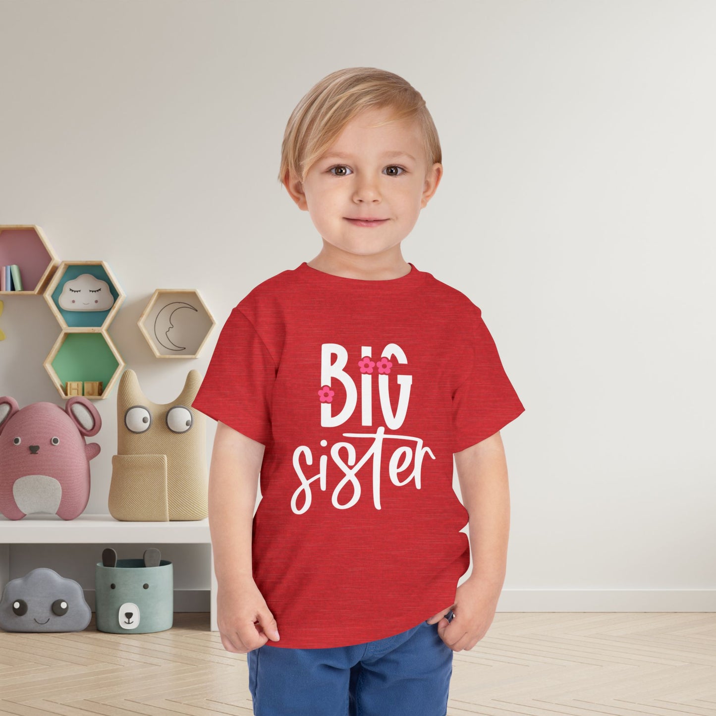 Big Sister (Pink Flowers) Toddler Tee