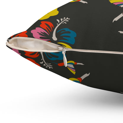 Hummingbirds & Hibiscus Flowers Throw Pillow