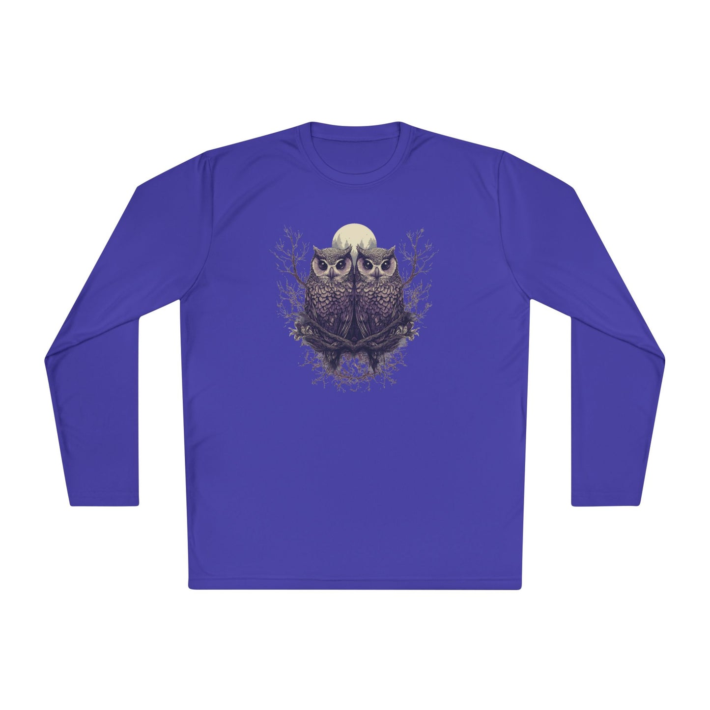 Owls with Full Moon Adult Long Sleeve Tee