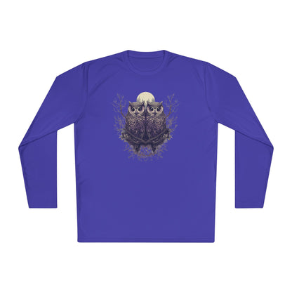 Owls with Full Moon Adult Long Sleeve Tee