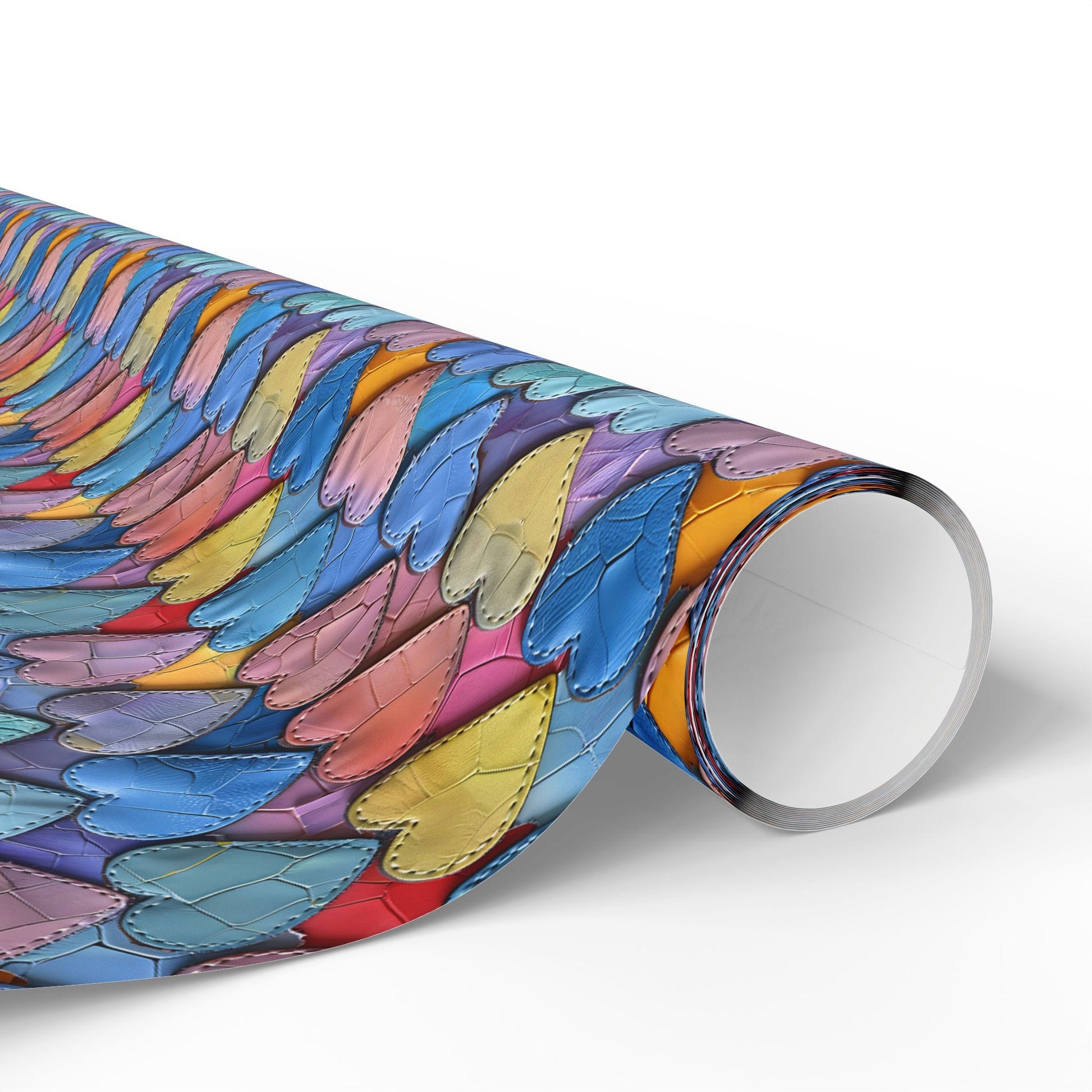Color Pop Leather Hearts Wrapping Paper