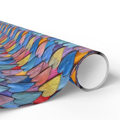 Color Pop Leather Hearts Wrapping Paper