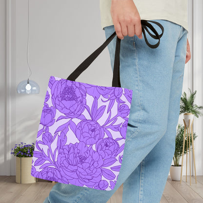 Lavender Peony Symphony Canvas Tote Bag