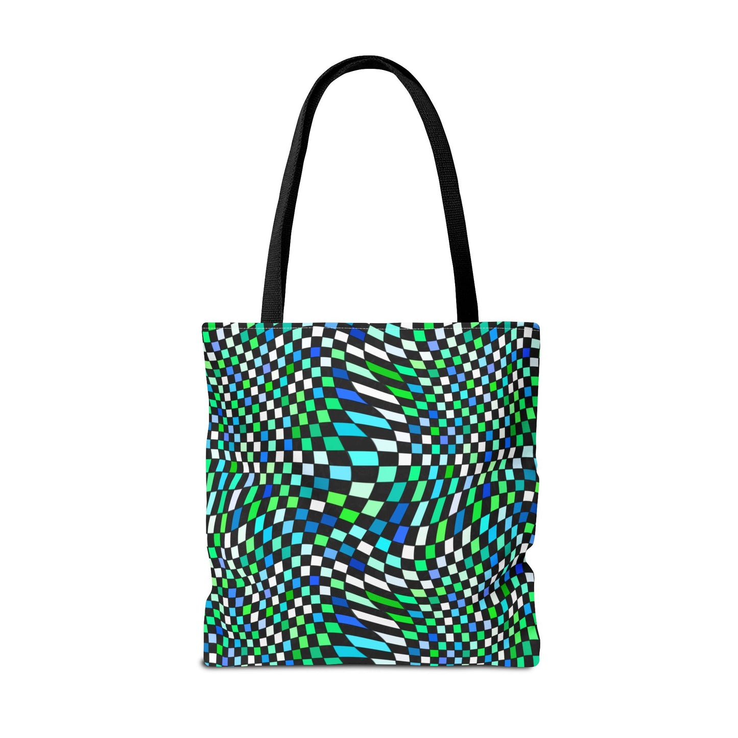 Warped Green Checkered Canvas Tote Bag