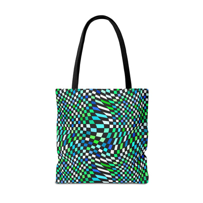 Warped Green Checkered Canvas Tote Bag