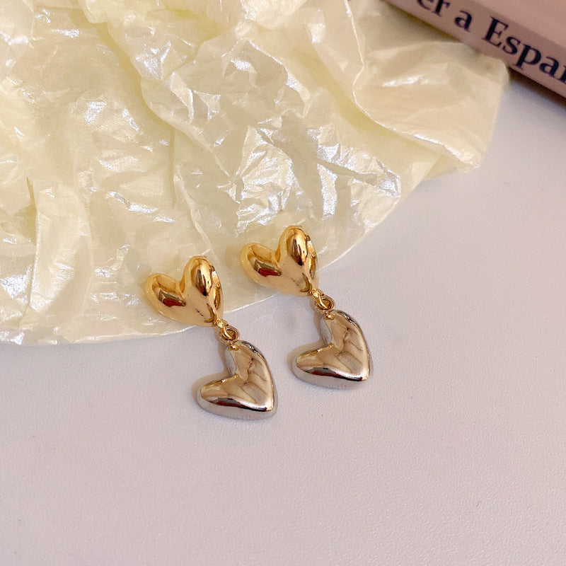 Simple Love Silver/Gold Contrast Earrings