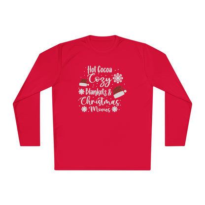 Hot Cocoa, Cozy Blankets & Christmas Movies Adult Long Sleeve Tee