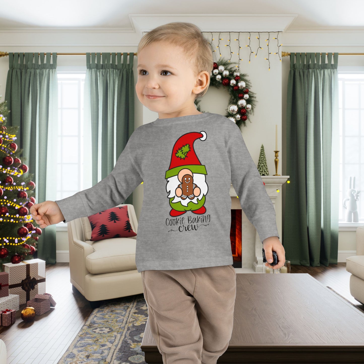 Cookie Baking Crew Gnome Toddler Long Sleeve Tee