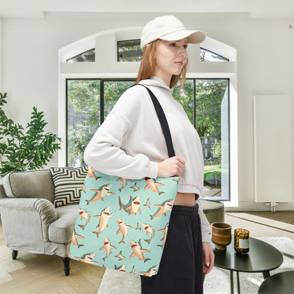 Aquamarine Sharks Canvas Tote Bag
