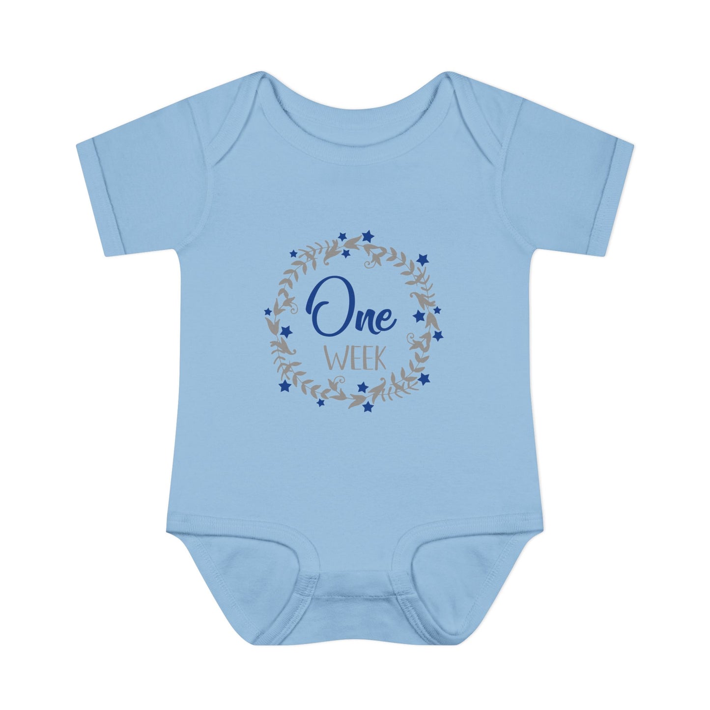 Blue Milestone Wreath Onesie-One Week