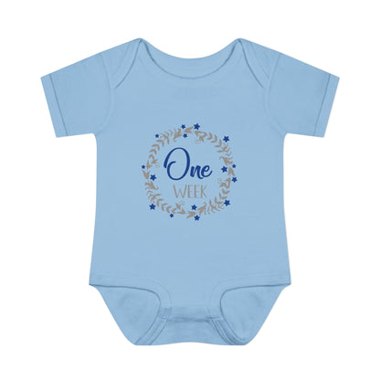 Blue Milestone Wreath Onesie-One Week