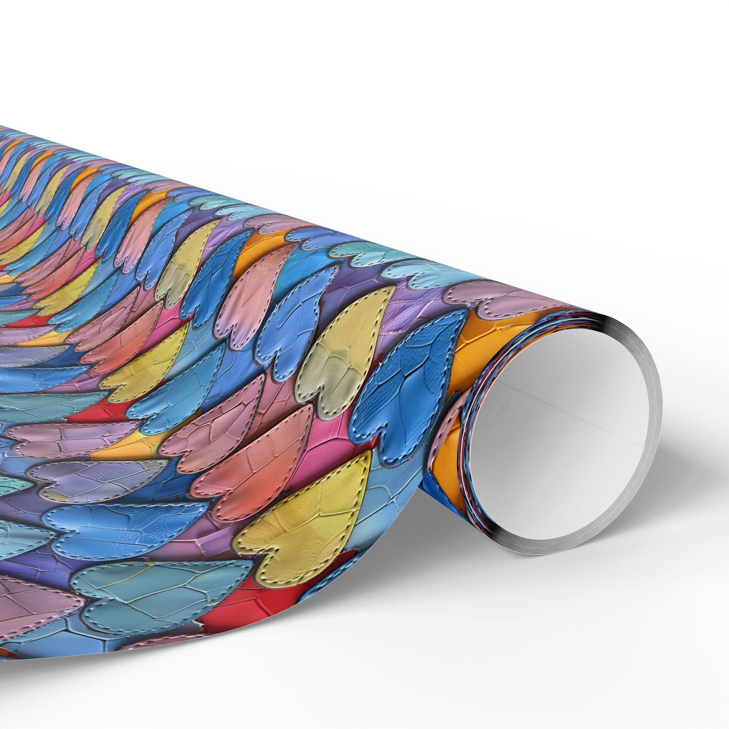 Color Pop Leather Hearts Wrapping Paper