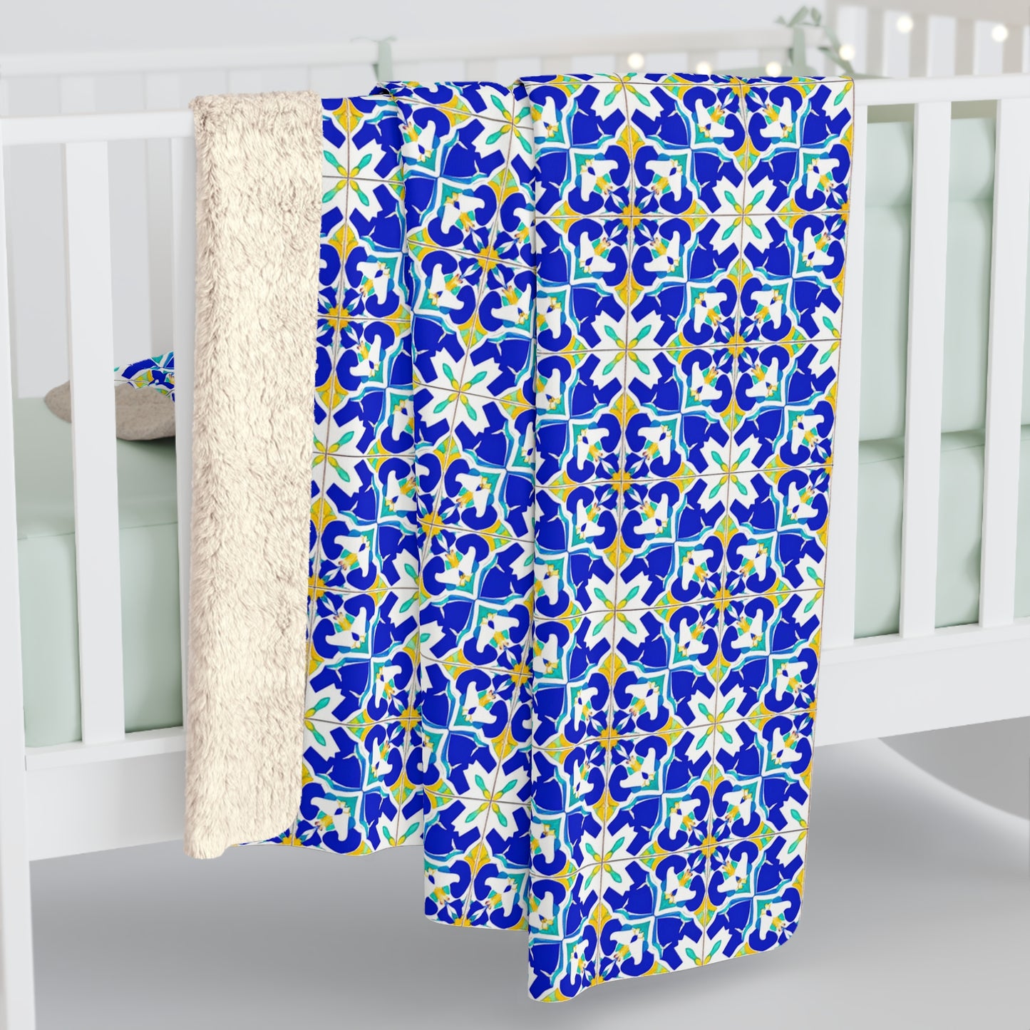 Blue Horizon Mosaic Sherpa Fleece Blanket