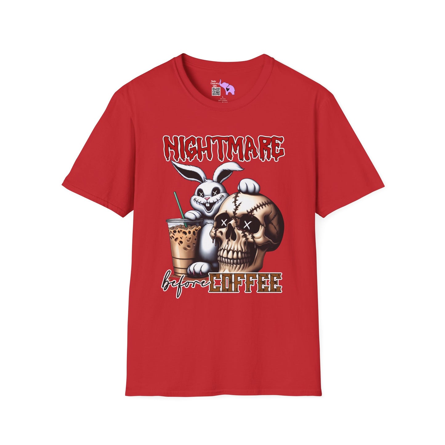 Nightmare Before Coffee (Voodoo Bunny/Skull) Adult T-shirt