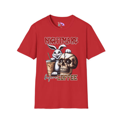 Nightmare Before Coffee (Voodoo Bunny/Skull) Adult T-shirt