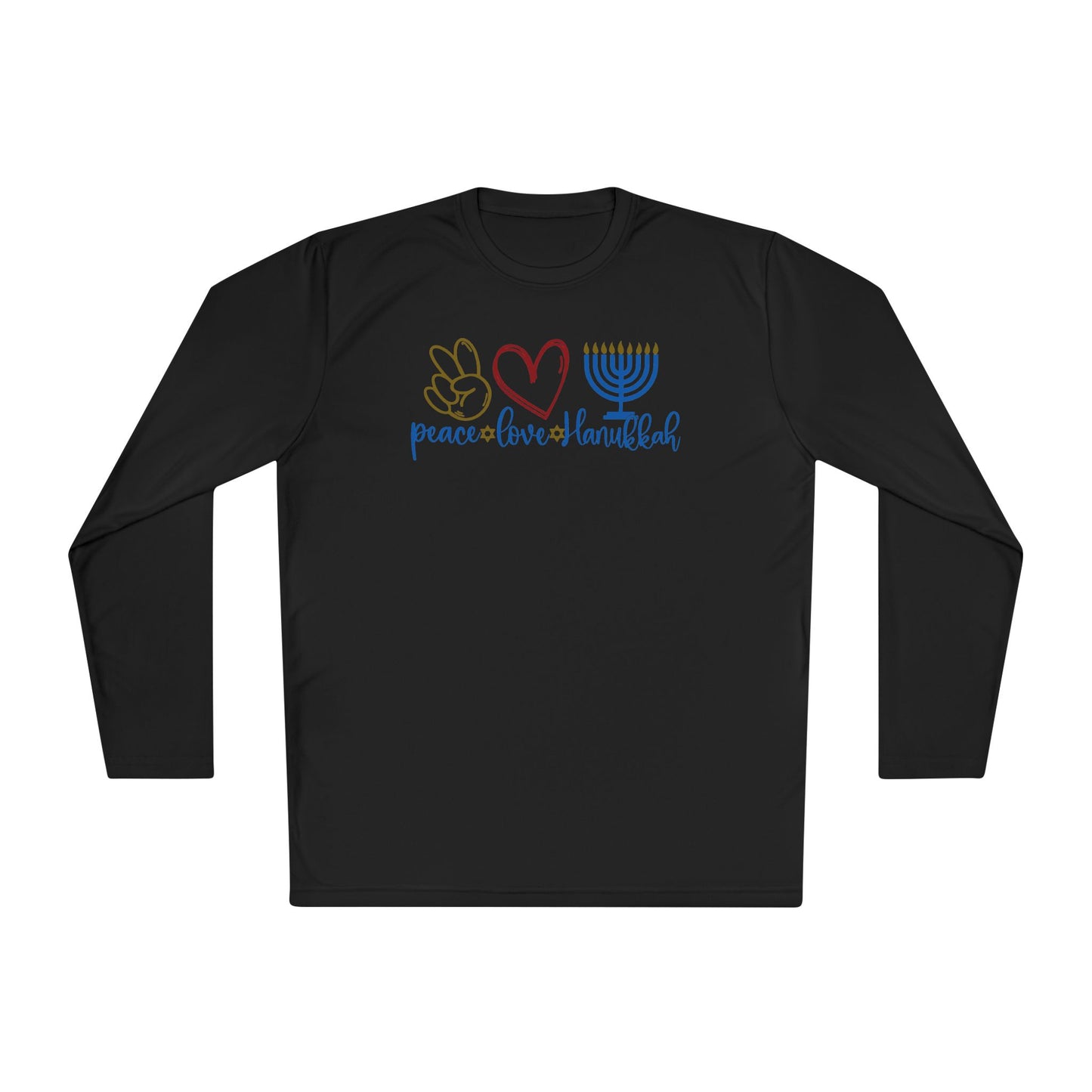 Peace Love Hanukkah Adult Long Sleeve Tee