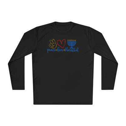 Peace Love Hanukkah Adult Long Sleeve Tee