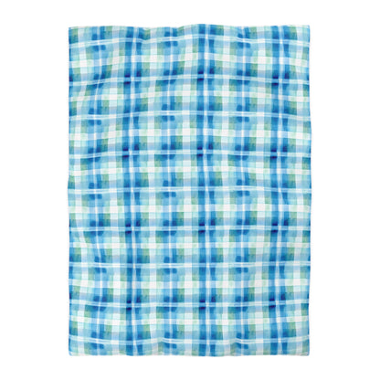Ocean Sunset Plaid Microfiber Duvet Cover