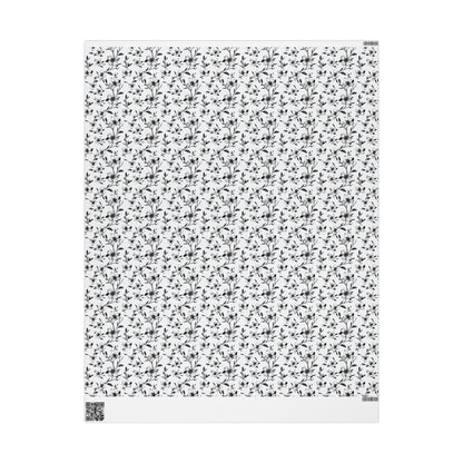 Black & White Five Petal Floral Gift Wrap for All Occasions