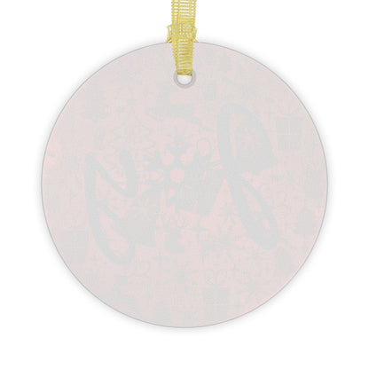Joy Red Decorations Background Glass Ornament