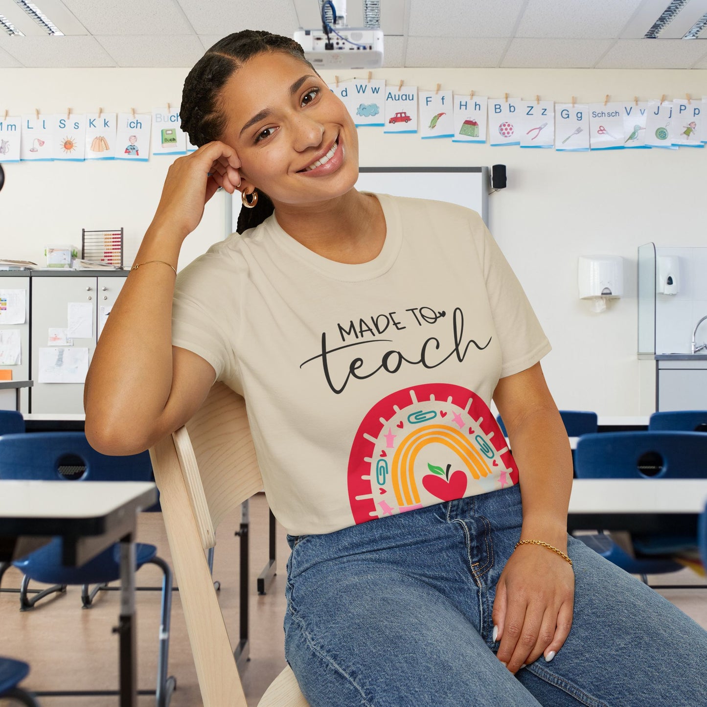 Made to Teach Rainbow Adult T-shirt