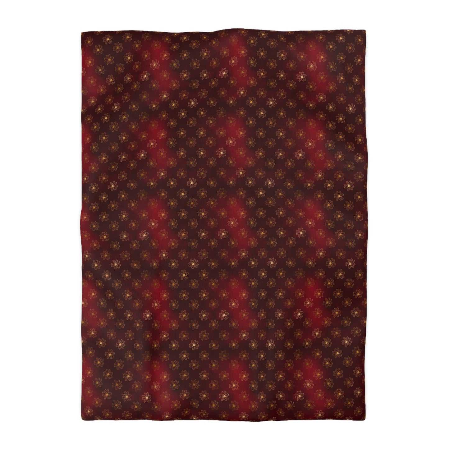 Crimson Gilded Daisies Duvet Bedding Set