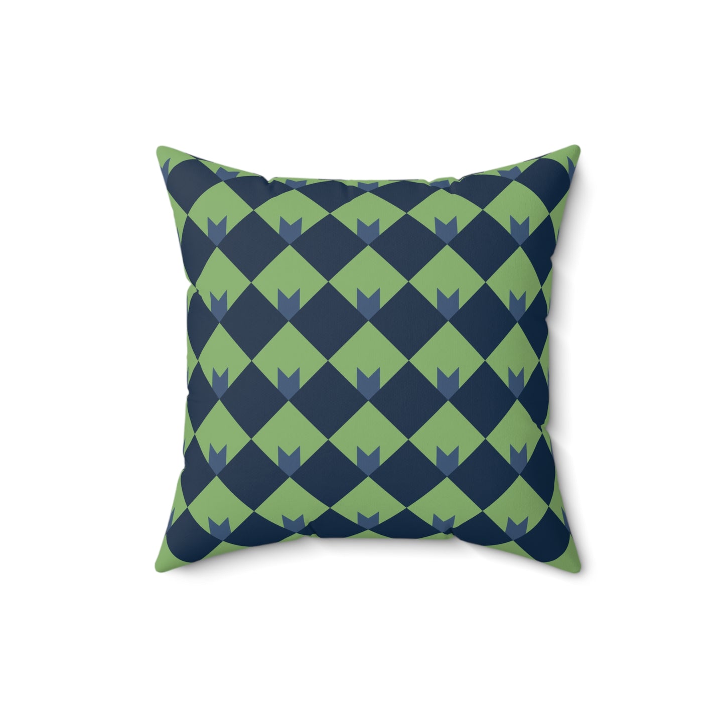 Diamond Bloom-Sage & Navy Throw Pillow