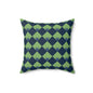 Diamond Bloom-Sage & Navy Throw Pillow