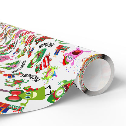 Christmas Monster Custom Name Wrapping Paper (Micheal)