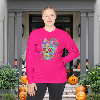 Neon Sugar Skull Adult Long Sleeve Tee