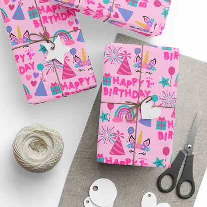 Girls 1st Birthday Wrapping Paper
