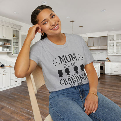 Mom Est. Grandma Est. Great Grandma Est. Custom Adult T-shirt