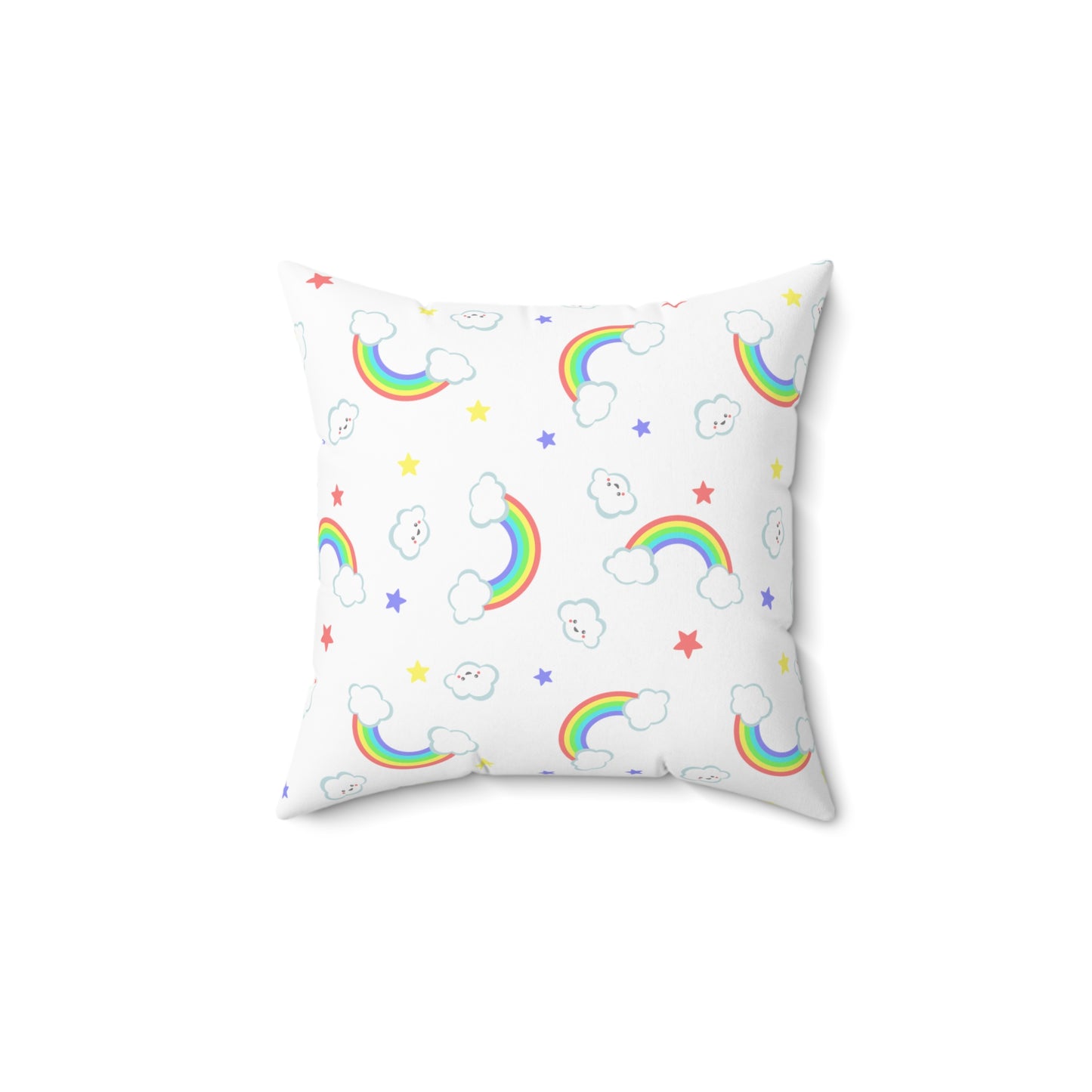 Rainbow Smiles & Stars Throw Pillow