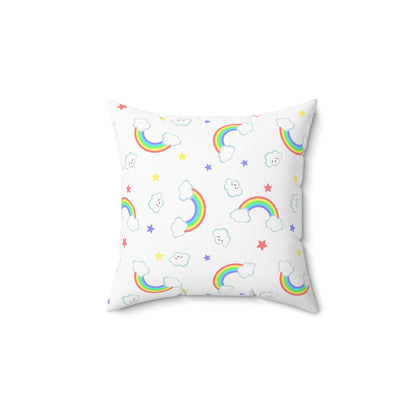 Rainbow Smiles & Stars Throw Pillow