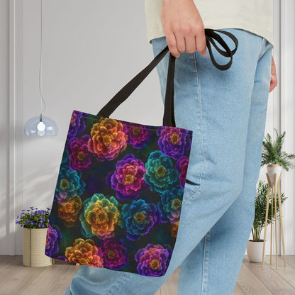 Neon Whisper Blooms Canvas Tote Bag