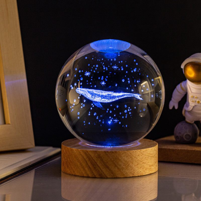 Crystal Ball Night Light: Milky Way, Solar System, Rain Cloud, Astronaut, Christmas, Whale, Heart, Jellyfish