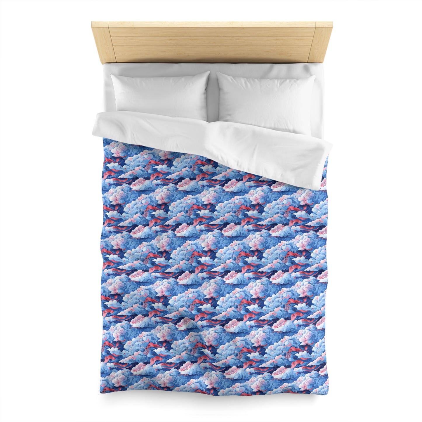 Azure Kumo Flow Microfiber Duvet Cover