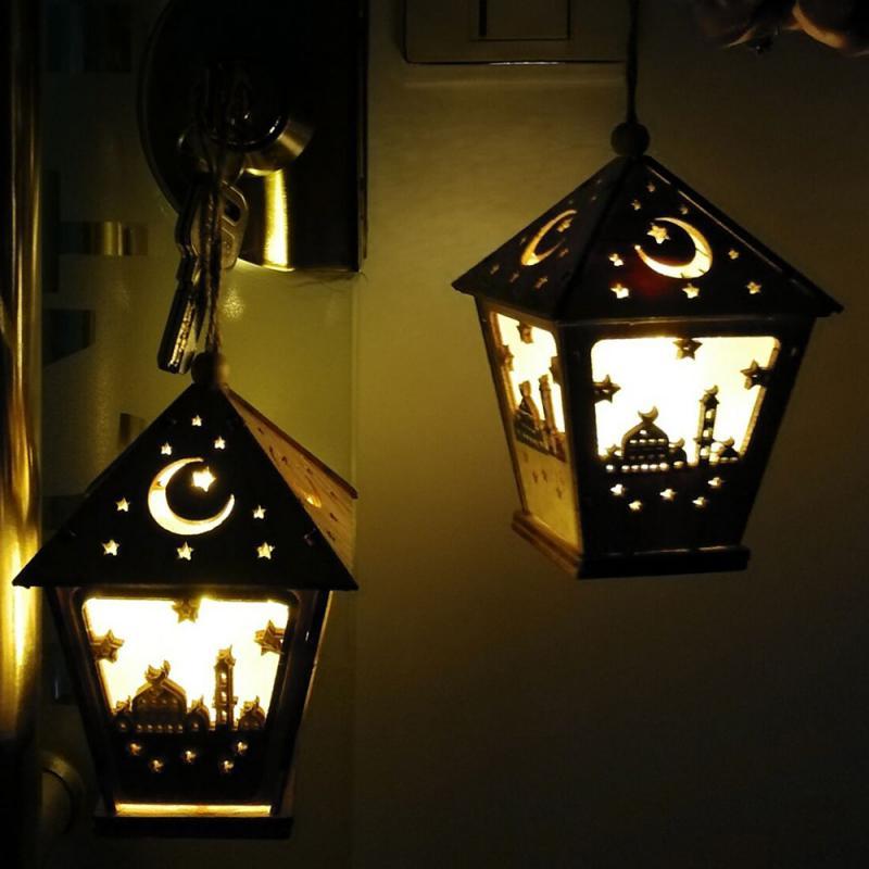 Small Wooden House Ramadan Lantern with LED lights