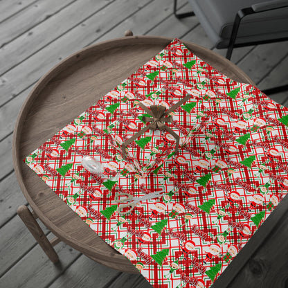 Playful Skinny Santa & Elves Christmas Custom Wrapping Paper (Leah)