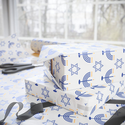 Menorah/Star of David Hanukkah Wrapping Paper
