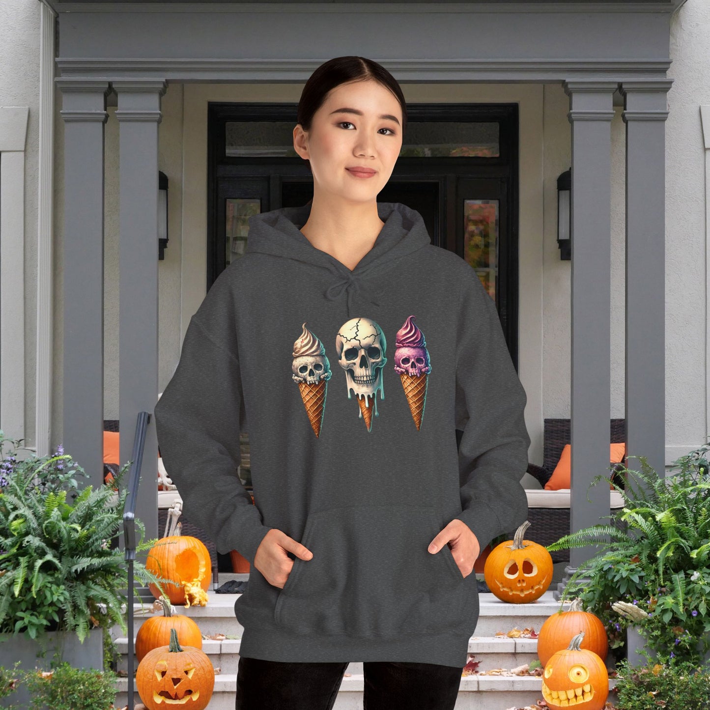 Ice Cream Cone Skull Heavy Blend™ Hooded Sweatshirt