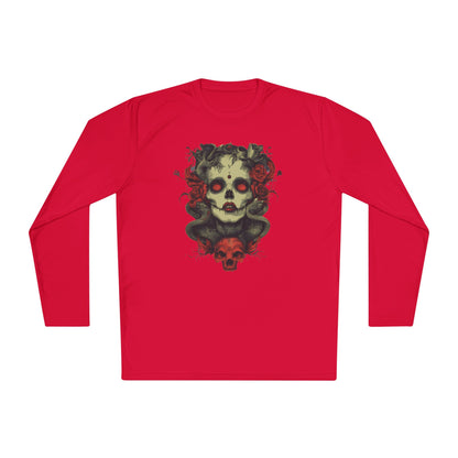 Creepy Skull and Roses Adult Long Sleeve Tee