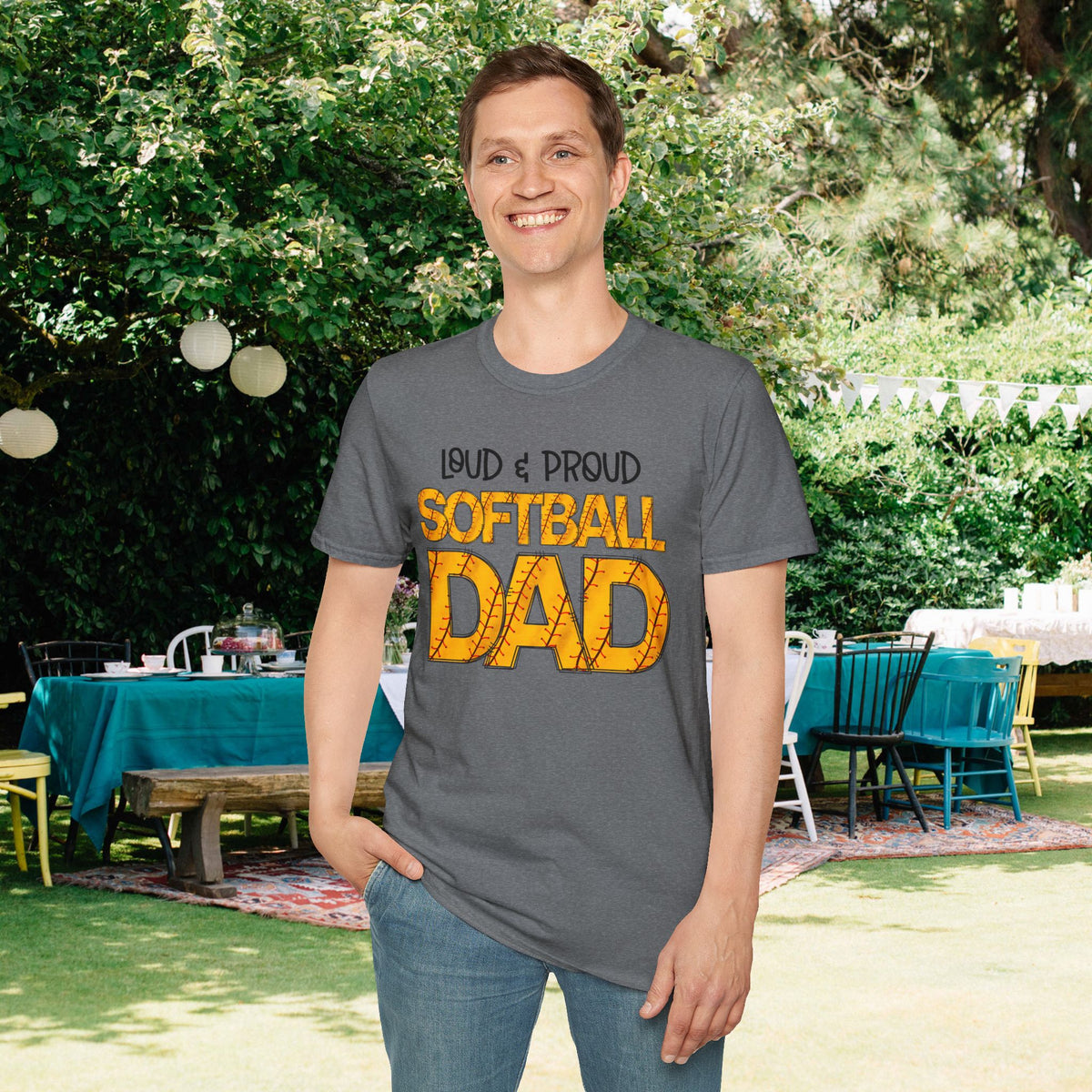 Loud & Proud Softball Dad Adult T-shirt