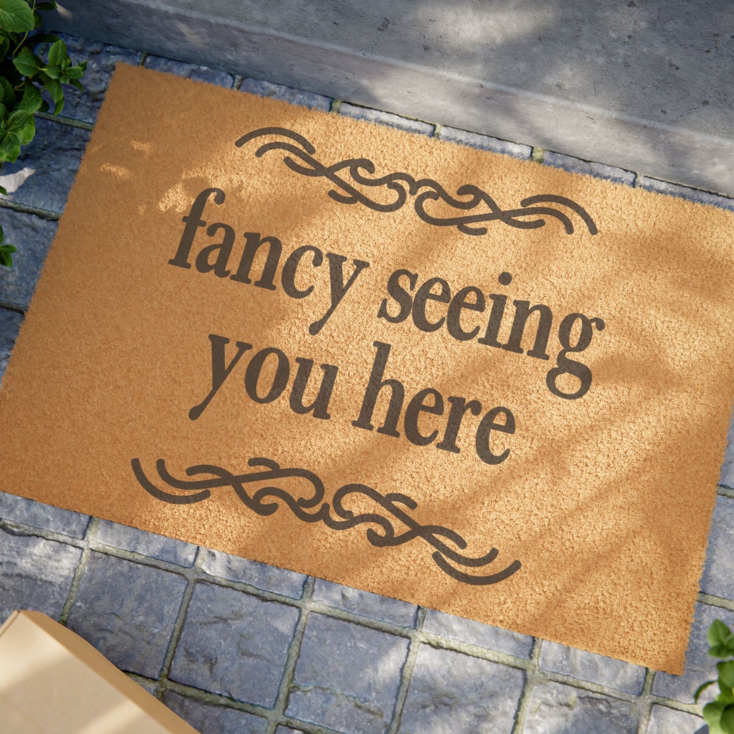 Fancy Seeing You Here Coconut Fiber Doormat