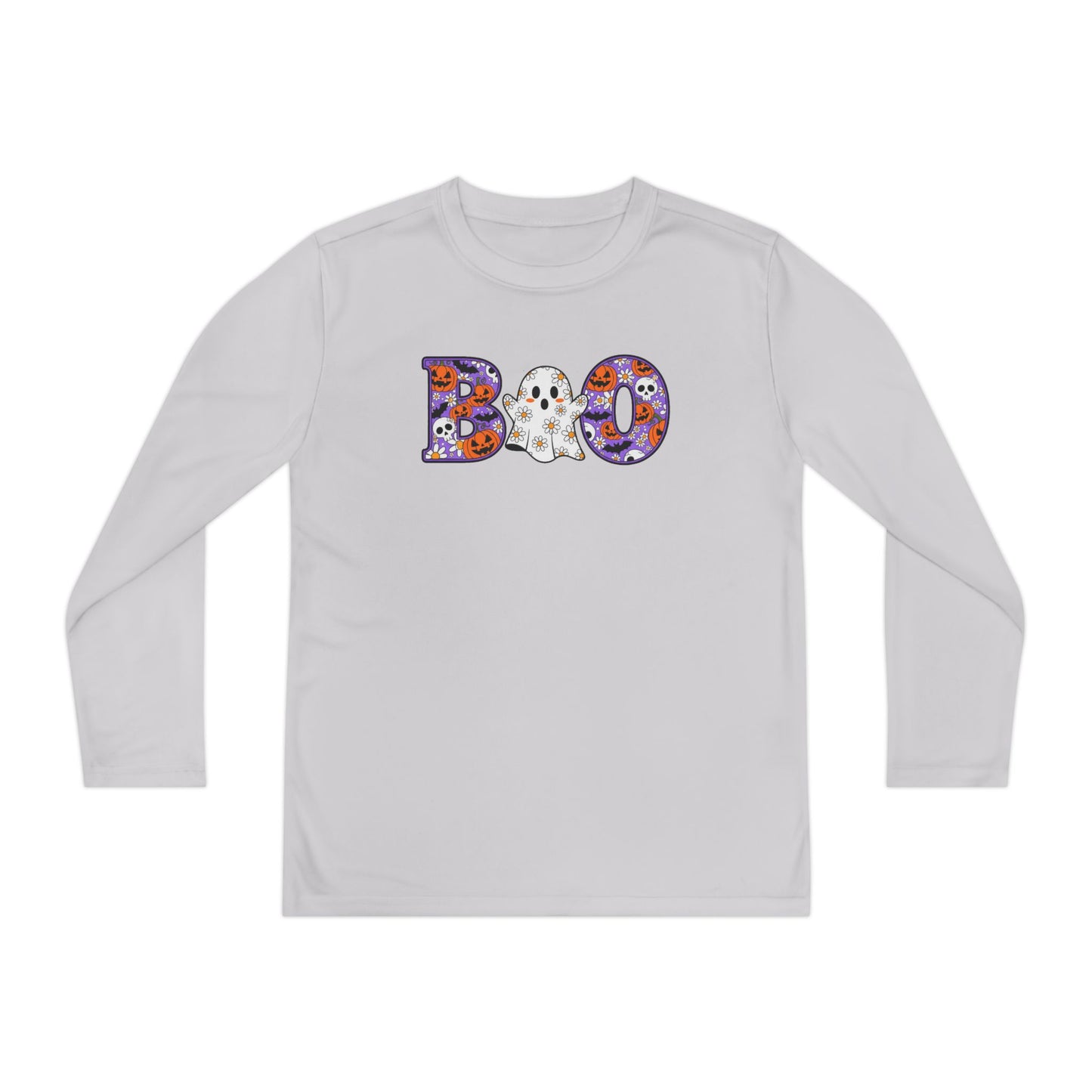 Cute Floral Boo w/Ghost Youth Long Sleeve Tee