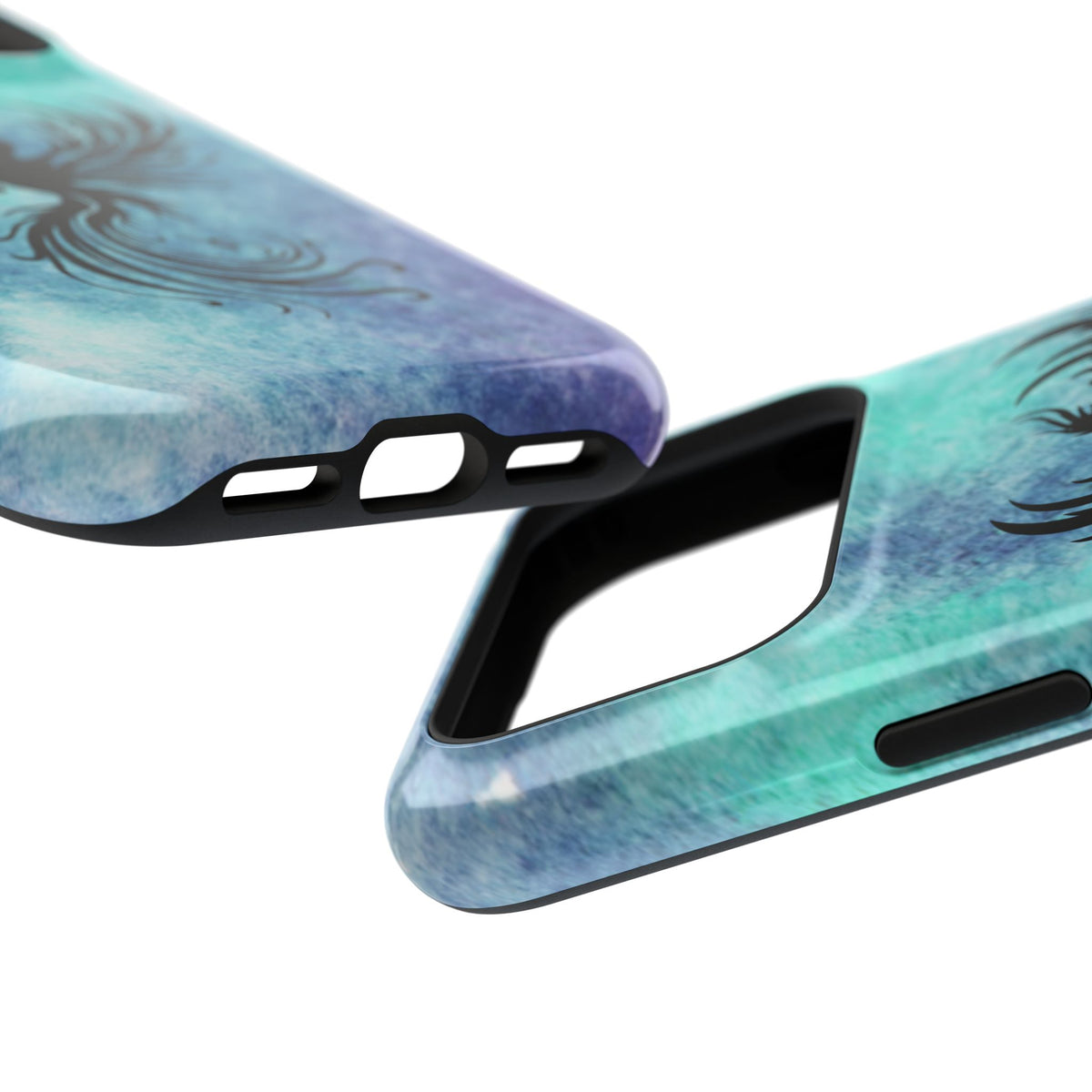 Phoenix Silhouette Over Teal Nebula MagSafe® Compatible Tough Case for iPhone