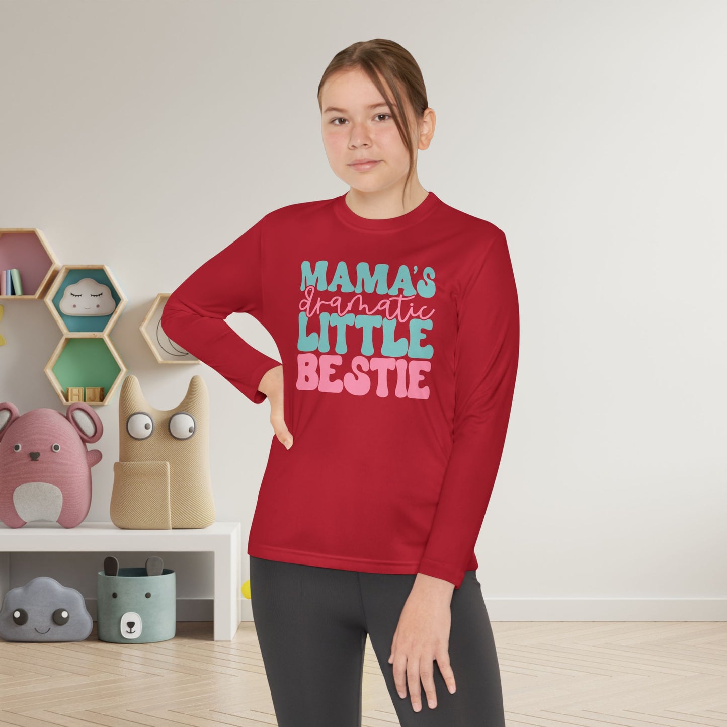 Mama's Dramatic Little Bestie Youth Long Sleeve Tee