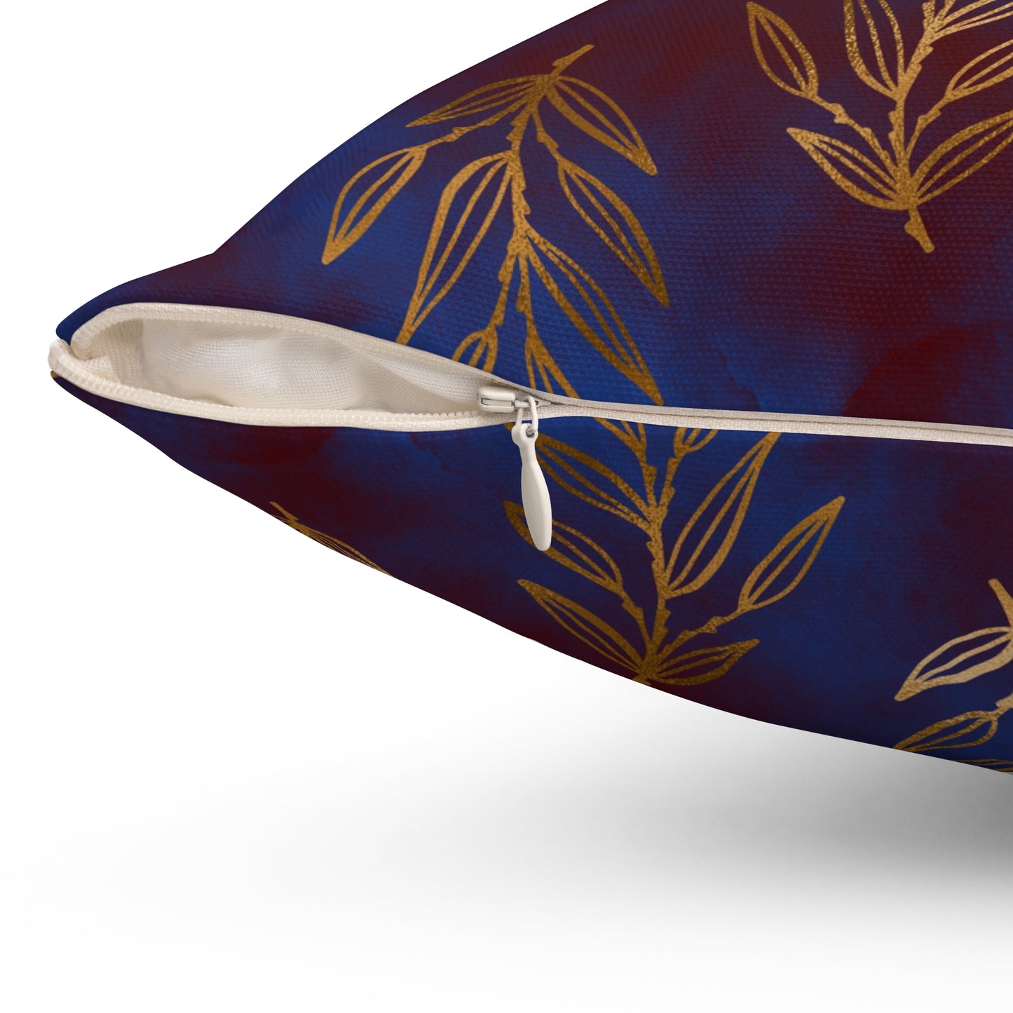 Midnight Gilded Leaves Throw Pillow