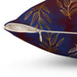 Midnight Gilded Leaves Throw Pillow