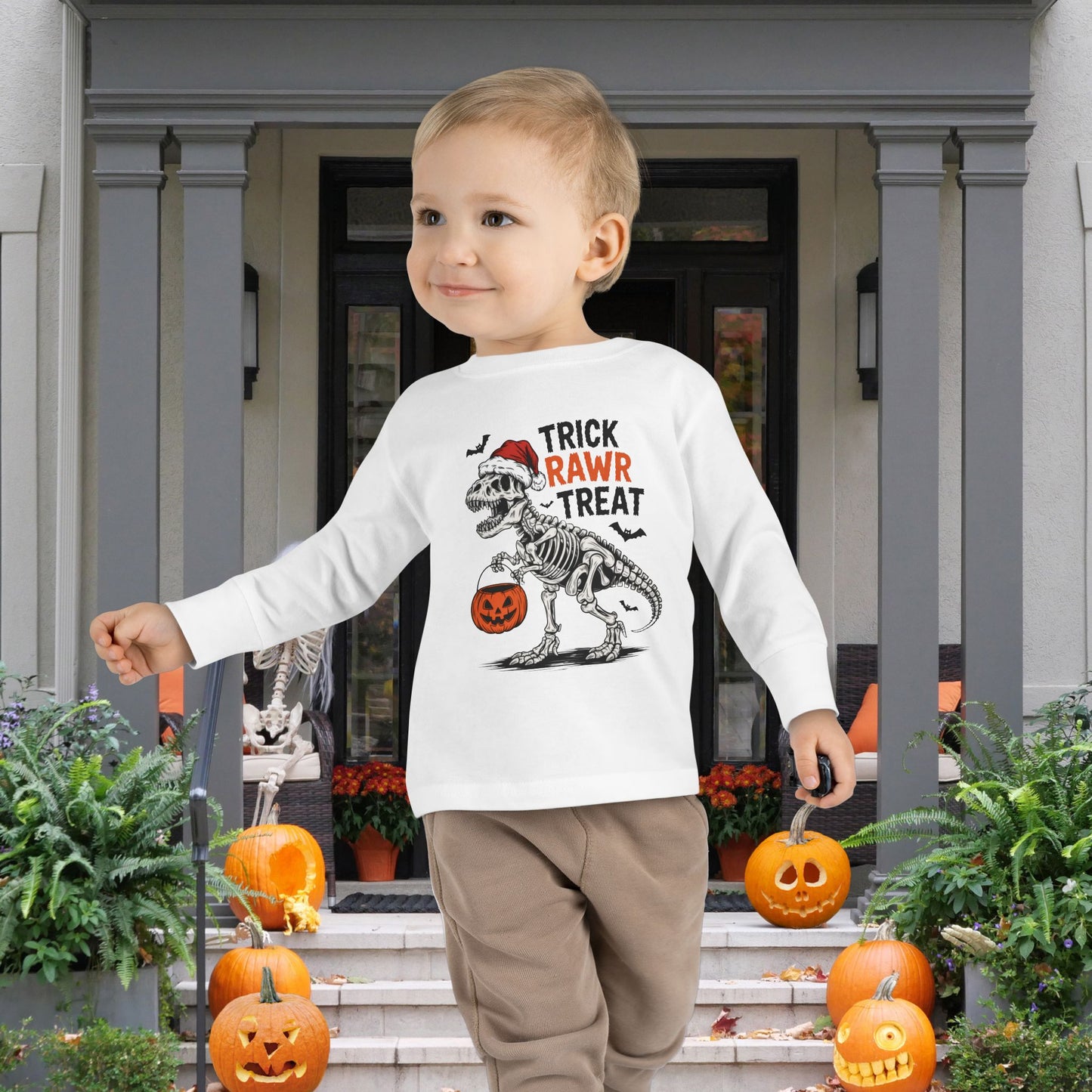 Trick Rawr Treat Toddler Long Sleeve Tee